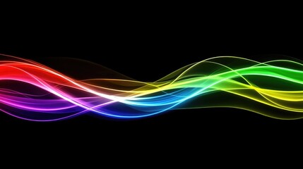 Naklejka premium A wave of neon-colored digital light flowing dynamically through space, representing high-tech innovation