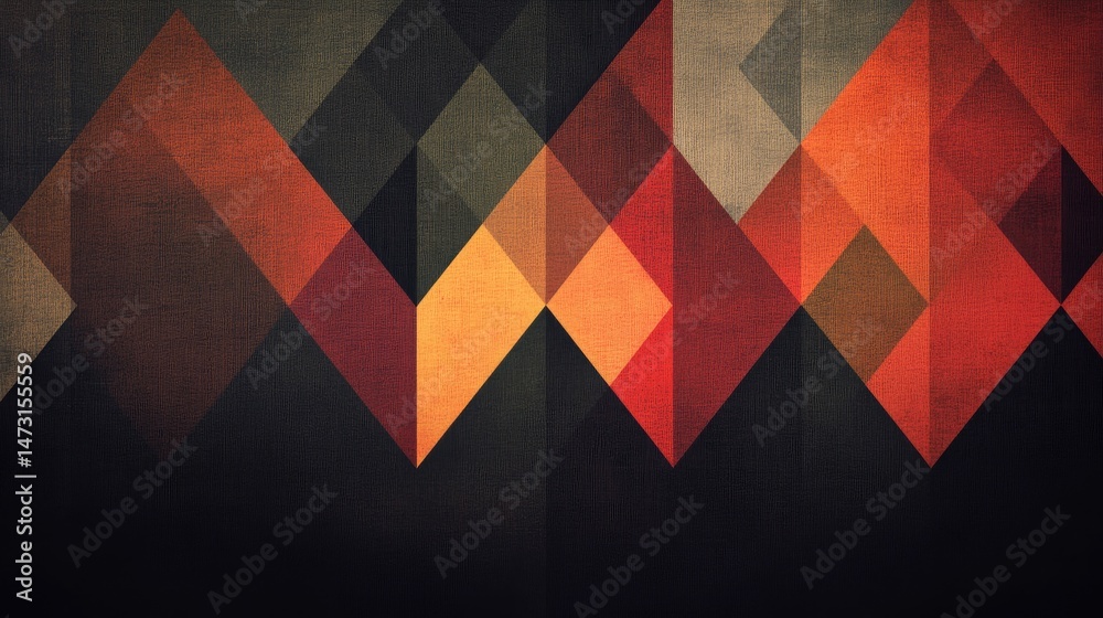 Poster colorful geometric patterns with sharp edges and gradients, adding a dynamic and modern feel