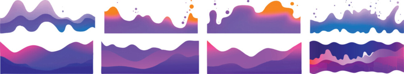 Obraz premium Abstract Gradient Waves Set, Vector Illustration