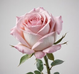 Single pink rose, pure white background  High resolution image ,  background,  white