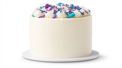 Delicious Vanilla Cake with Colorful Sprinkles on Whipped Frosting