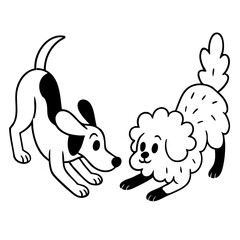 The dogs playing and happy together