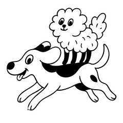 The dogs playing and happy together