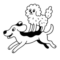 The dogs playing and happy together