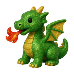 Fototapeta premium PNG Glittery green dragon figurine