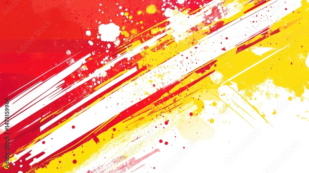 Poster dynamic abstract design featuring sharp angles and bright contrasting colors, creating a futuristic 