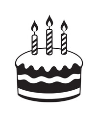 Birthday cake line art silhouette vector.