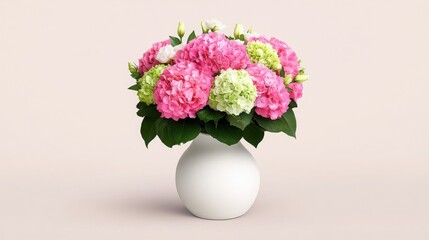 Obraz premium Beautiful Pink and Green Floral Arrangement in Elegant Vase