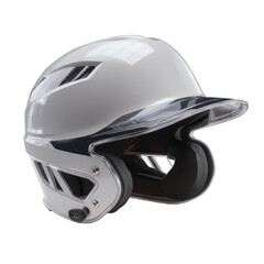 Fototapeta premium White baseball batting helmet with clear visor protective gear game head on transparent background