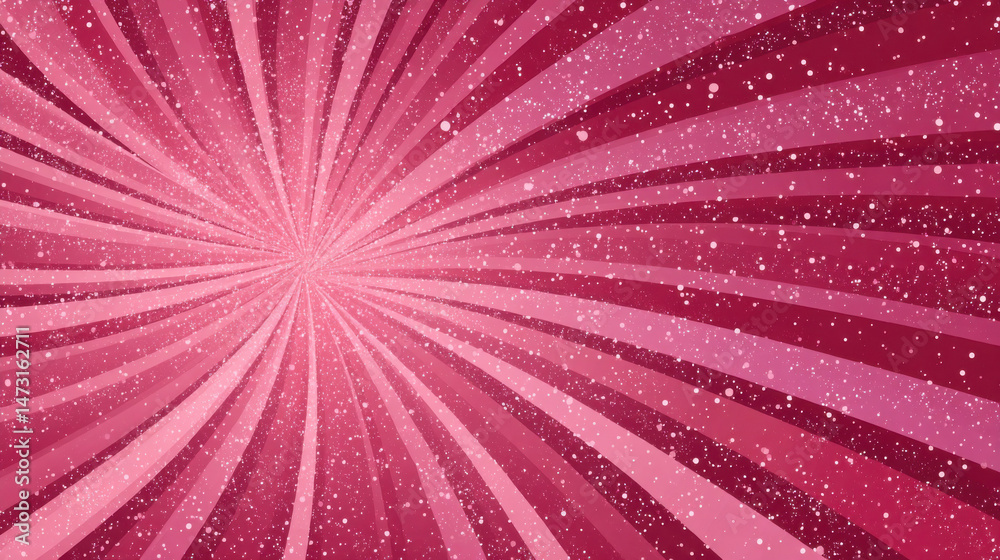 Poster abstract pink and crimson radial burst background with scattered dots, ideal for festive designs or 