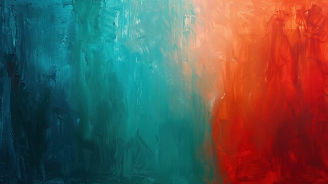 Abstract Emotional Color Flow for Branding, Advertising, and Web Design: Fiery Crimson to Deep Teal Gradients with Expressive Impasto Brushstrokes and Dynamic Warm/Cool Contrast