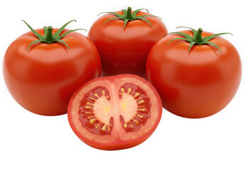 Fototapeta premium Ripe tomatoes and slice isolated on transparent background