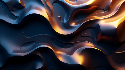 Abstract 3D Fluid Wave Texture: Modern Artistic Design with Vibrant Metallic Highlights