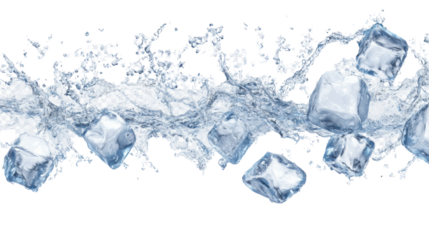 Crystal Clear Ice Cubes Isolated on White Background with Transparent Frozen Texture for Refreshing Concepts