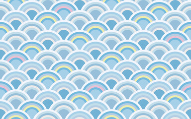 青海波.Seamless pattern "Seigaiha". Malachite pattern. Colorful. Kawaii. Japan. For backgrounds, wallpapers, textiles, wrapping paper