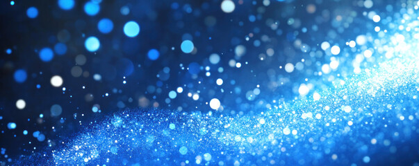 A blue background with many small blue dots. The dots are scattered all over the background, creating a sense of movement and energy. The image conveys a feeling of excitement and joy