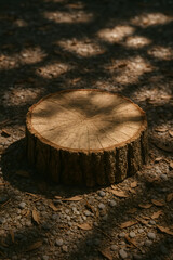 Natural Wooden Log on Gravel Ground