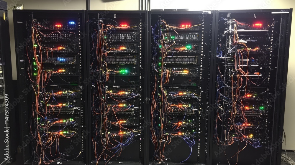 Poster server rack with intelligent automation tools for managing document workflows and backups