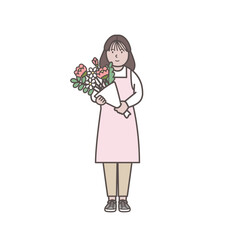 花屋の女性店員のイラスト