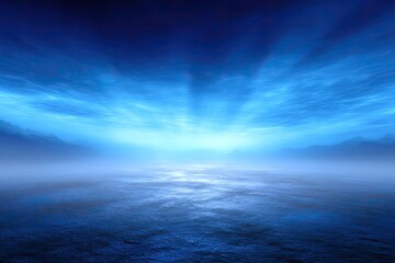 Obraz premium Serene Celestial Dawn A Tranquil Blue Expanse with Radiant Sky Illumination