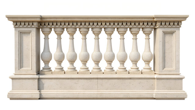 Close up of a white stone balustrade with decorative posts