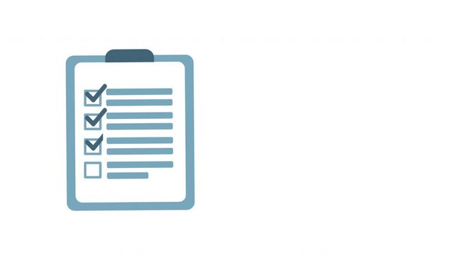 checklist animated icon, Task List is Marked Complete. Motion icon of a clipboard features a check mark, checklist board list