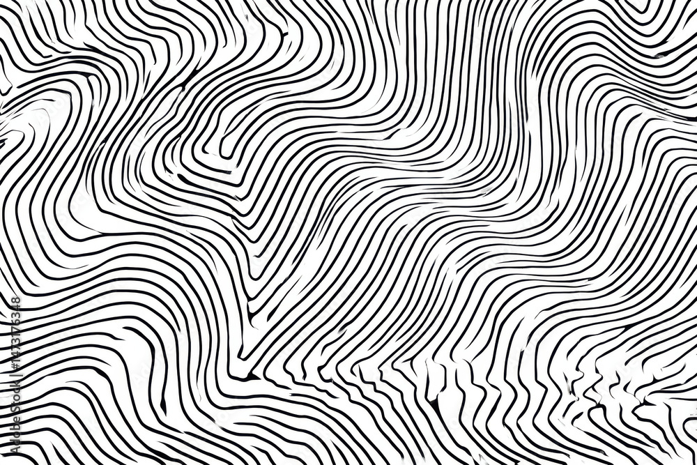 Poster abstract black and white wavy lines pattern, seamless texture with curved stripes, monochrome graphi