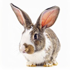 Obraz premium Cute Rabbit with Large Ears Against White Background