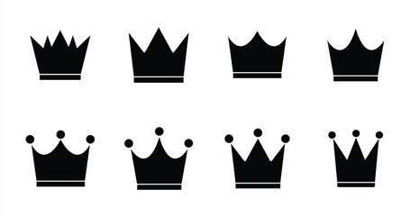 crown icon set with transparent background. vector illustration