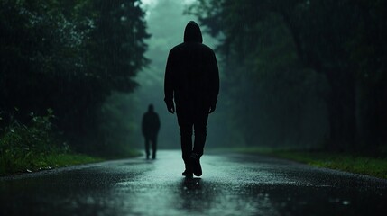 man walking in the forest