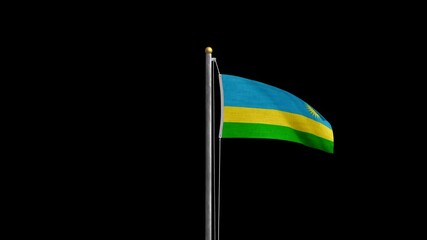 ルワンダの国旗が奥から手前に来ます。背景は黒です。