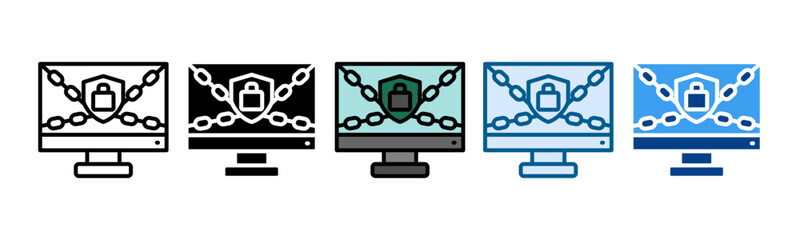 Ransomware Attack Icon Set Multiple Style Collection