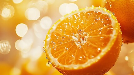 A vibrant orange radiates health, surrounded by abstract symbols of joy and mental well-being, evoking warmth and positivity.