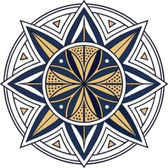 Ornamental Geometric Star Design: A captivating and intricate ornamental geometric design, showcasing a symmetrical star Mandala pattern with elegant lines and details.