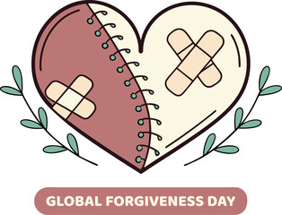 Repaired Heart Illustration: A symbolic heart, stitched back together with bandages, speaks volumes of resilience and healing. it's an emotional, graphic, and conceptual depiction.