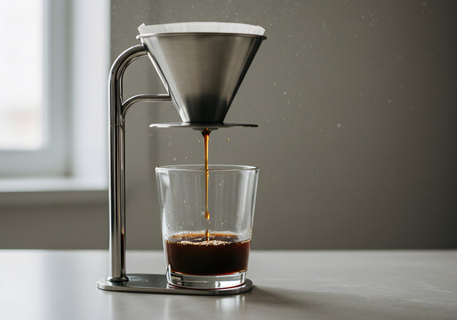Pouring coffee from dripper into glass