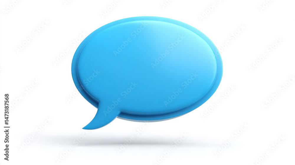 Poster a light blue 3d speech bubble, isolated on white background, perfect for communication, dialogue, or