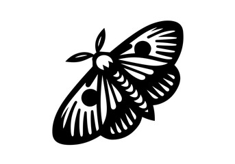 Moth Hand Drawn Simplified Black & White Illustration Vector Isolated by AZ for Books, Arts, Design and Decoration Graphic Asset