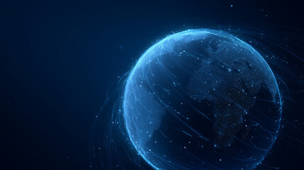 Obraz premium abstract technology background of planet earth and tech lines