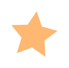Orange star icon in a simple flat style. Bright star graphic with clean lines and vibrant color. Minimalist illustration serves as a versatile design element. Use in templates, signs, or promotional