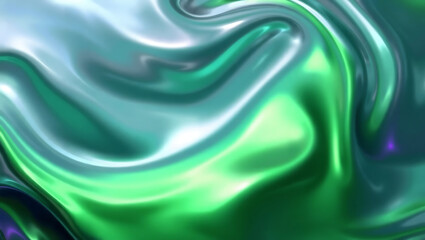 Obraz premium Vibrant Iridescent Metallic Silk Waves: Elegant and Shiny Abstract Background