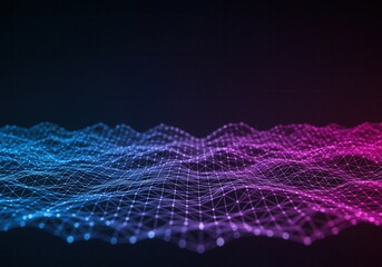 Abstract network with blue and pink gradient on dark background