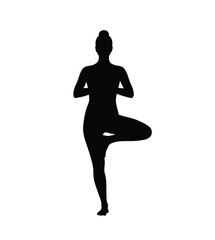 Yoga silhouette. This image shows a black silhouette of a person in a meditative yoga pose, emphasizing balance, flexibility, and mindfulness. Vector clipart illustration design.
