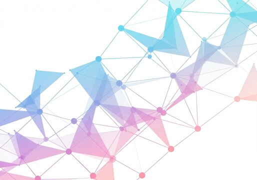Abstract network with connecting lines and dots on a white background, gradient colors