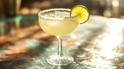 Refreshing Lime Margarita Cocktail on a Sunny Day