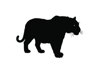 Fototapeta premium Bengal tiger silhouette. This image shows a black silhouette of a Bengal tiger with sharp, jagged edges resembling sun rays. Vector clipart illustration design.