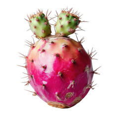 Vibrant pink prickly pear cactus fruit isolated on red food diet life on transparent background