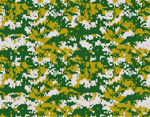 Seamless pattern. Abstract military or hunting camouflage background. Yellow green gray. Vector illustration. Repeat seamless