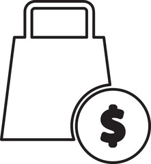 Shopping Bag and Dollar Sign Icon