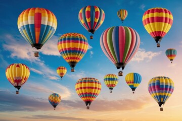 an AI Image Generator, Air Balloons Floating Gracefully in the Blue Sky